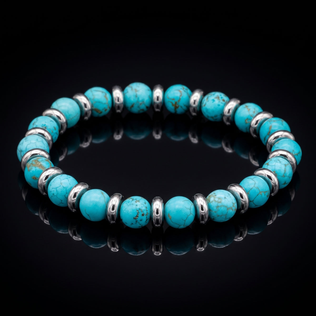 Men's Wristband for the Ambitious with Turquoise and Silver